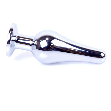 Bossoftoys - 64-00078 - Silver big Butt Plug - anal plug with green stone - length 9 cm - dia 2,9 cm - colour window box