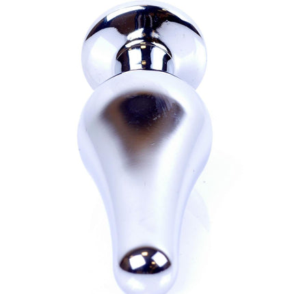Bossoftoys - 64-00078 - Silver big Butt Plug - anal plug with green stone - length 9 cm - dia 2,9 cm - colour window box