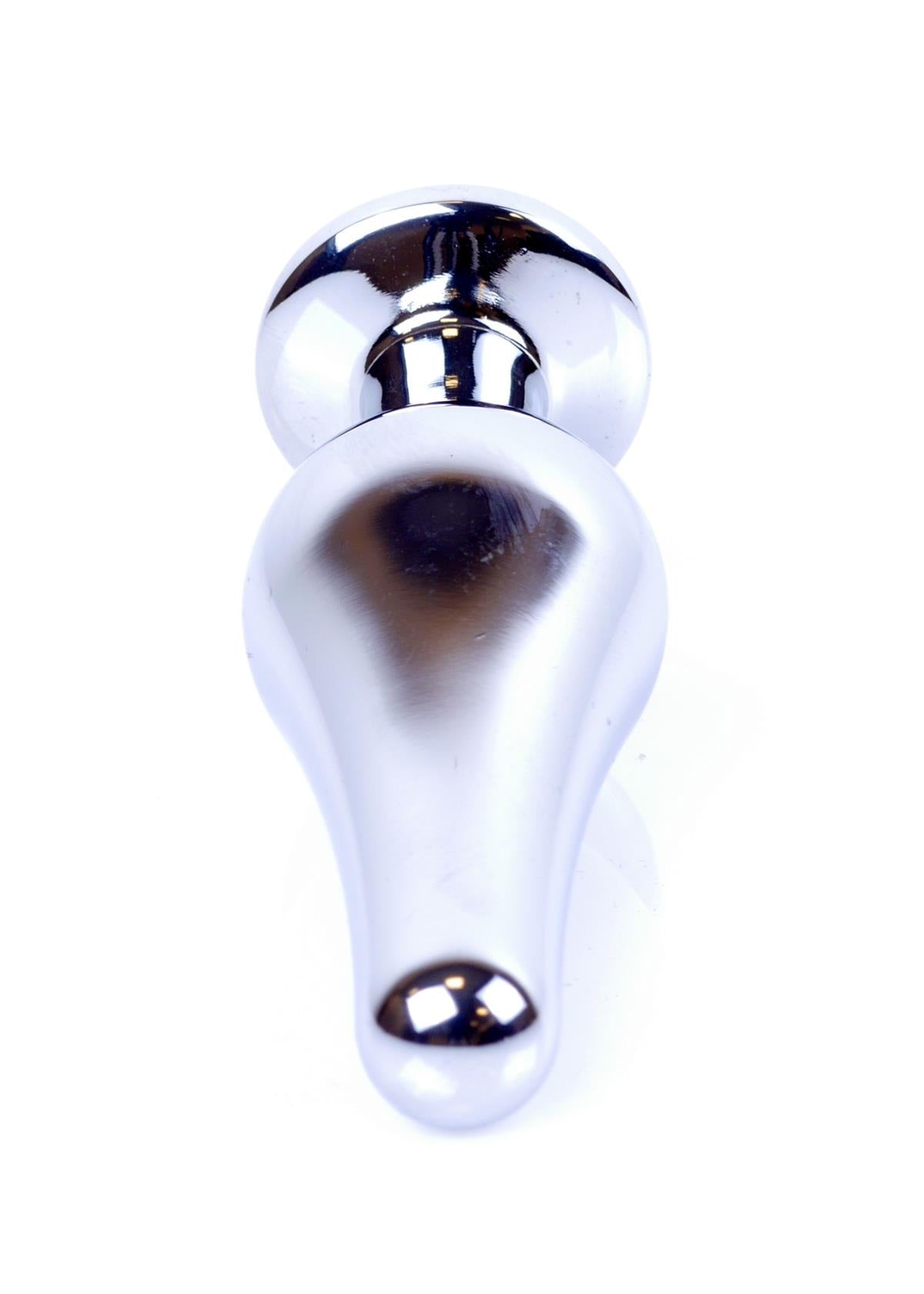 Bossoftoys - 64-00076 - Silver big Butt Plug - anal plug with Light blue stone - length 9 cm - dia 2,9 cm - colour window box