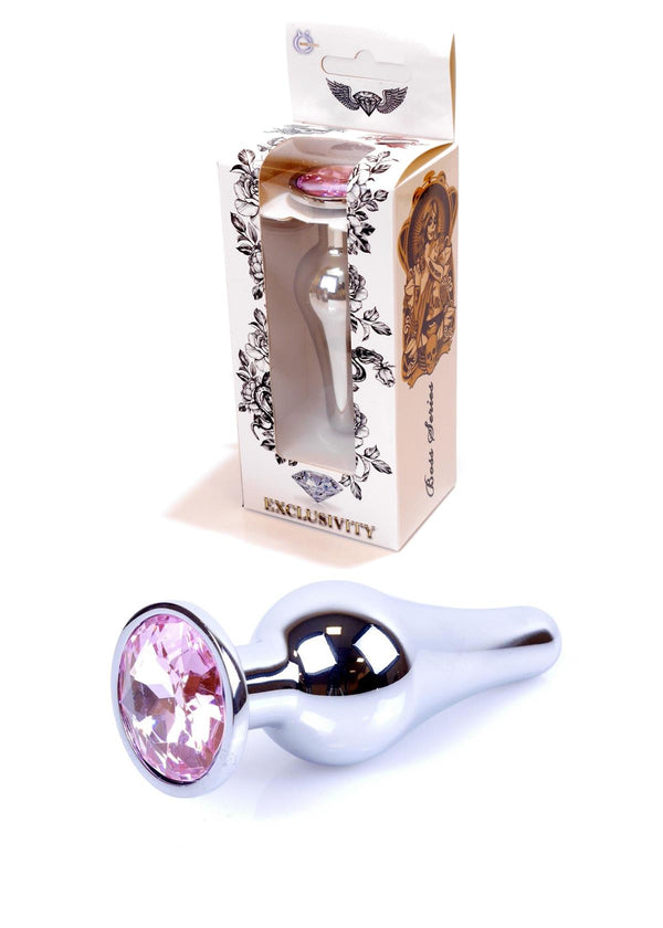Buttplug RVS Zilver met Roze Steen 9 cm