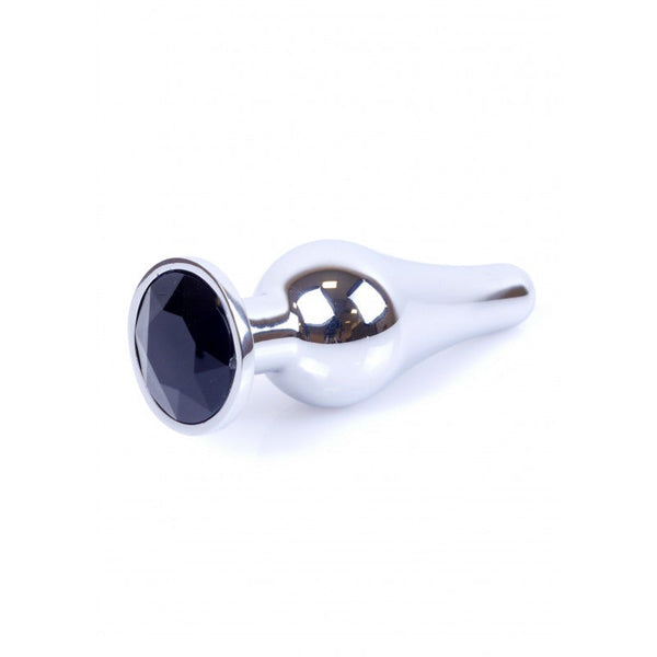 Butt Plug Zilver met Zwarte Steen - Groot