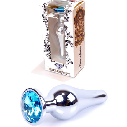 64-00076 silver butt plug light blue stone