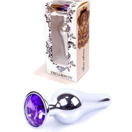 64-00079 silver butt plug purple stone