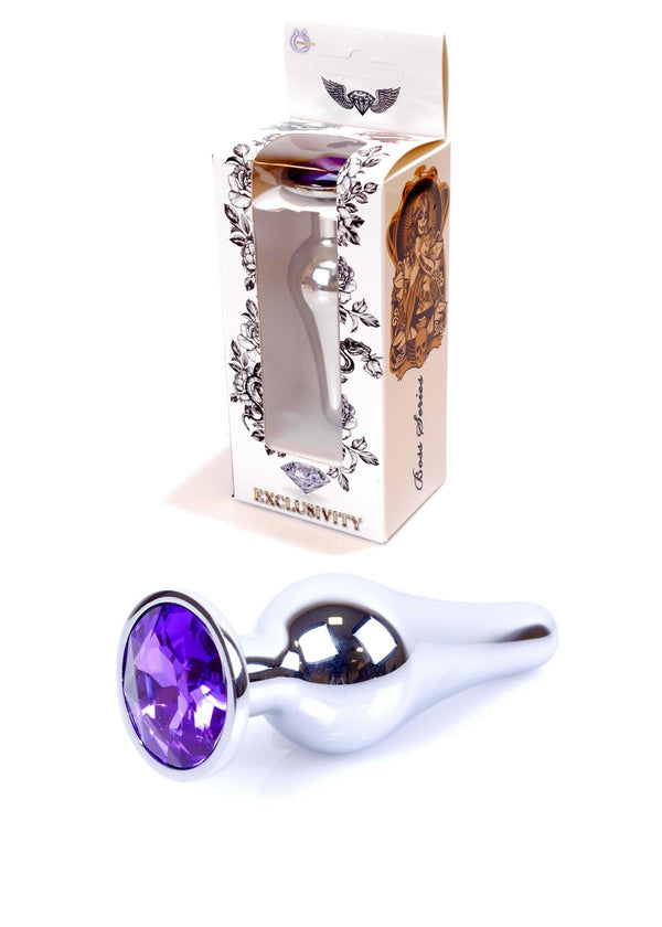 Buttplug RVS Zilver met Paarse Steen 9 cm