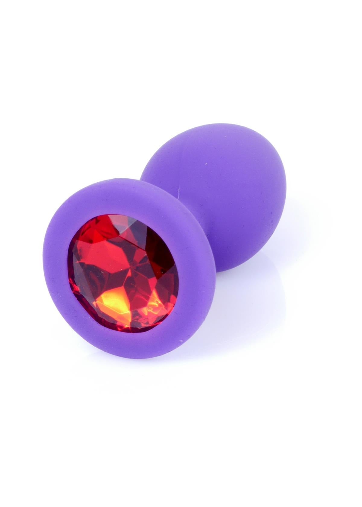 Bossoftoys - 64-00082 - PurpleSilicone Anal Plug - anal plug with red stone - length 7 cm - dia 2.7 cm - color window box