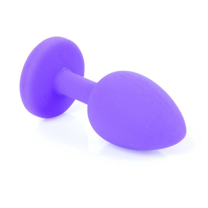 Bossoftoys - 64-00082 - PurpleSilicone Anal Plug - anal plug with red stone - length 7 cm - dia 2,7 cm - colour window box