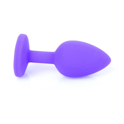 Bossoftoys - 64-00086 -Purple Silicone Anal Plug - anal plug with red stone - Medium size - length 7 cm - dia 2,7 cm - colour window box