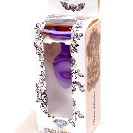Bossoftoys - 64-00086 -Purple Silicone Anal Plug - anal plug with red stone - Medium size - length 7 cm - dia 2,7 cm - colour window box