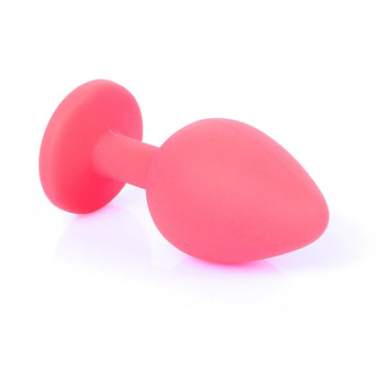 Bossoftoys - 64-00084 - Red Silicone Anal Plug - anal plug with blue stone - Medium size - length 7 cm - dia 2,7 cm - colour window box