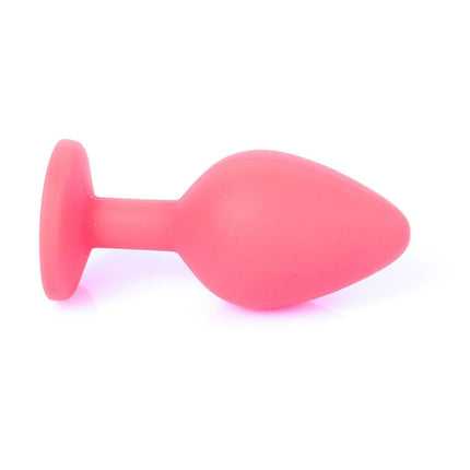 Bossoftoys - 64-00084 - Red Silicone Anal Plug - anal plug with blue stone - Medium size - length 7 cm - dia 2,7 cm - colour window box