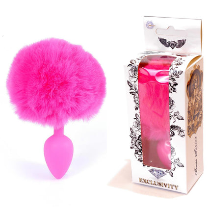 Bossoftoys - 64-00099 - Pink Silicone Anal Plug with bunny tail Pink - length 6,5 cm - dia 2,7 cm - colour window box