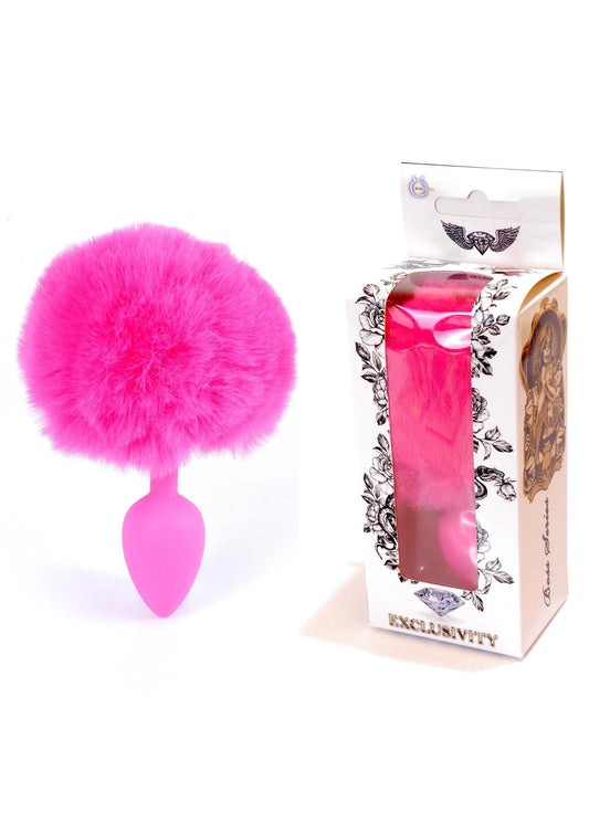 Bossoftoys - 64-00099 - Pink Silicone Anal Plug with bunny tail Pink - length 6.5 cm - dia 2.7 cm - color window box
