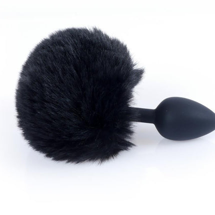 Bossoftoys - 64-00100 - Black Silicone Anal Plug with bunny tail black - length 6,5 cm - dia 2,7 cm - colour window box