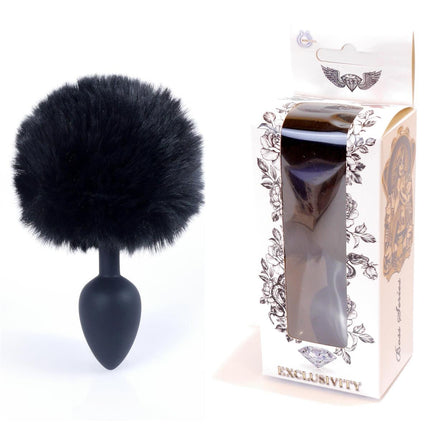 64-00100 black silicone plug black bunny tail
