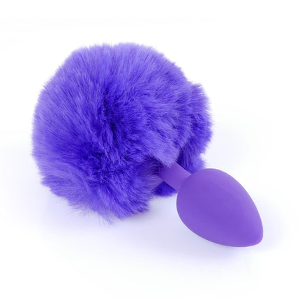 Bossoftoys - 64-00101 - Purple Silicone Anal Plug with bunny tail Purple - length 6,5 cm - dia 2,7 cm - colour window box