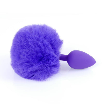 Bossoftoys - 64-00101 - Purple Silicone Anal Plug with bunny tail Purple - length 6,5 cm - dia 2,7 cm - colour window box