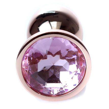 Bossoftoys - 64-00108 - Unique Colour - Rose Gold Anal Plug - Gold Plug with Rose stone - length 7 CM - Dia 2,7 CM - colour window box