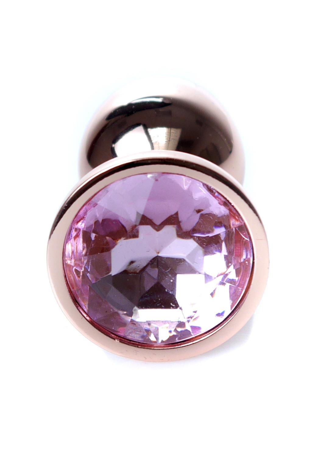 Bossoftoys - 64-00108 - Unique Color - Rose Gold Anal Plug - Gold Plug with Rose stone - length 7 CM - Dia 2.7 CM - color window box