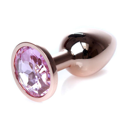 Bossoftoys - 64-00108 - Unique Colour - Rose Gold Anal Plug - Gold Plug with Rose stone - length 7 CM - Dia 2,7 CM - colour window box