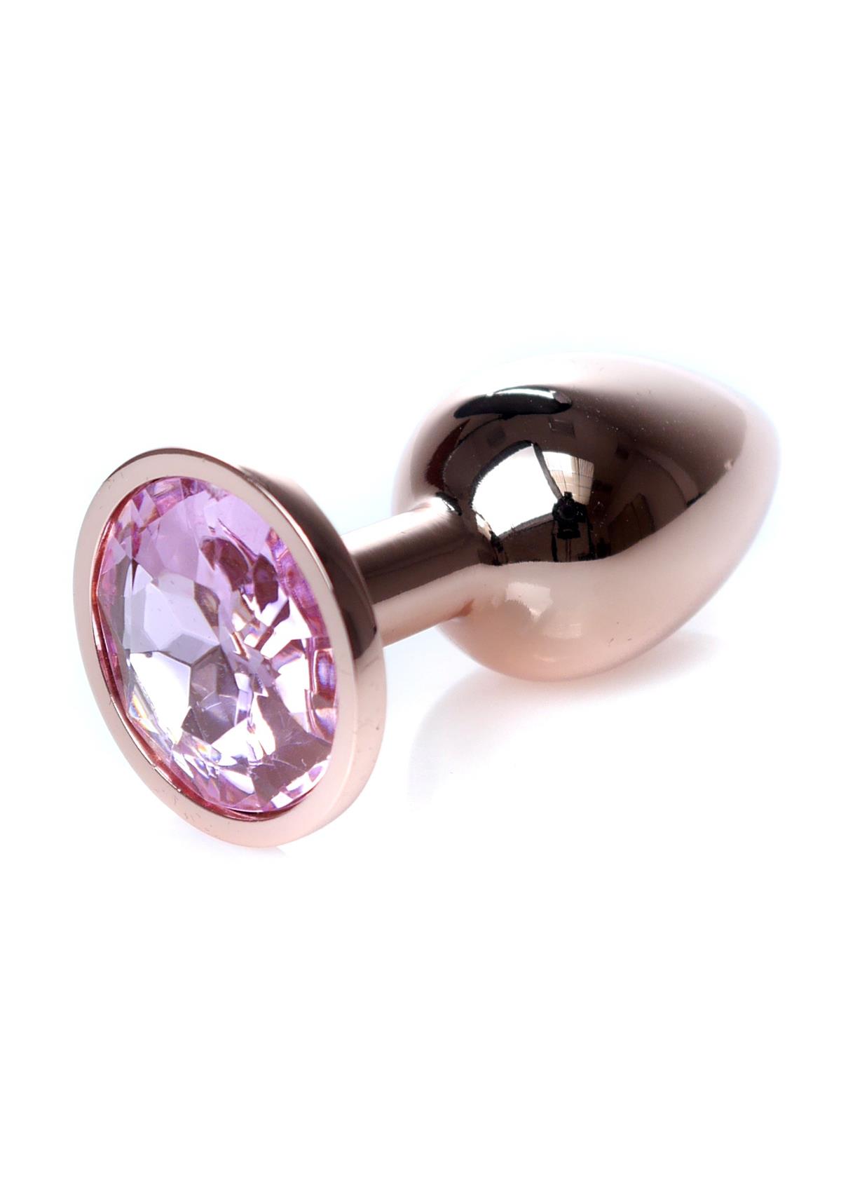 Bossoftoys - 64-00108 - Unique Color - Rose Gold Anal Plug - Gold Plug with Rose stone - length 7 CM - Dia 2.7 CM - color window box