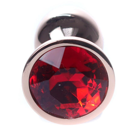 Bossoftoys - 64-00109 - Unique Colour - Rose Gold Anal Plug - Gold Plug with Red stone - length 7 CM - Dia 2,7 CM - colour window box