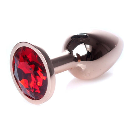 Bossoftoys - 64-00109 - Unique Colour - Rose Gold Anal Plug - Gold Plug with Red stone - length 7 CM - Dia 2,7 CM - colour window box