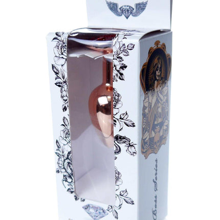 Bossoftoys - 64-00110 - Unique Colour - Rose Gold Anal Plug - Gold Plug with Purple stone - length 7 CM - Dia 2,7 CM - colour window box