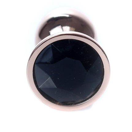 Bossoftoys - 64-00111 - Unique Colour - Rose Gold Anal Plug - Gold Plug with Black stone - length 7 CM - Dia 2,7 CM - colour window box