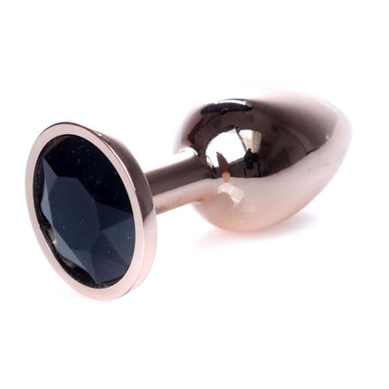 Bossoftoys - 64-00111 - Unique Colour - Rose Gold Anal Plug - Gold Plug with Black stone - length 7 CM - Dia 2,7 CM - colour window box
