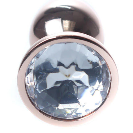 Bossoftoys - 64-00112 - Unique Colour - Rose Gold Anal Plug - Gold Plug with White stone - length 7 CM - Dia 2,7 CM - colour window box