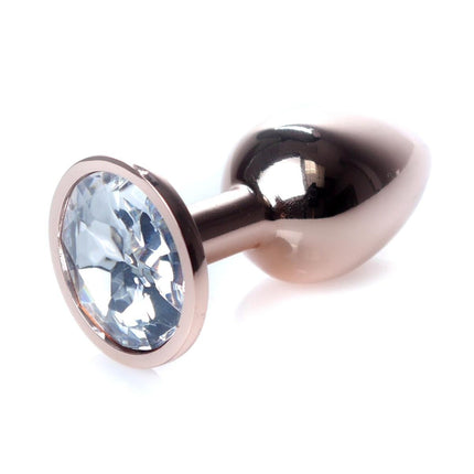 Bossoftoys - 64-00112 - Unique Colour - Rose Gold Anal Plug - Gold Plug with White stone - length 7 CM - Dia 2,7 CM - colour window box