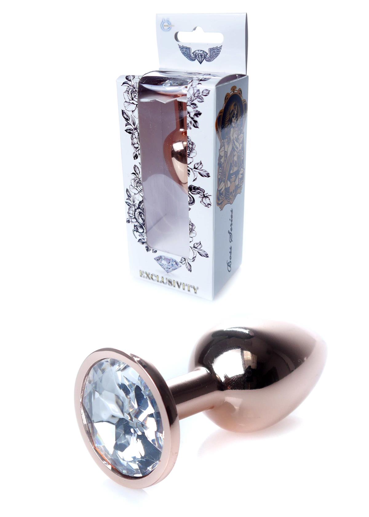 Anal Plug Rose Gold met Witte Steen - 7 cm