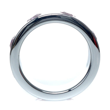 Bossoftoys - 64-00122 - Stainless steel - Metal Cockring - with rose Diamond stones - Large size - inner dia 4.5 CM - outer dia 5.5 CM