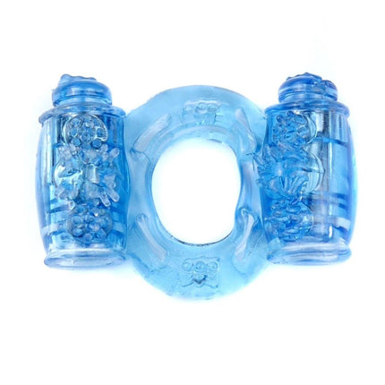 Bossoftoys - 67-00035 - Vibrating Cockring  - double Motors - Blue - batteries included - packed in plastic bag
