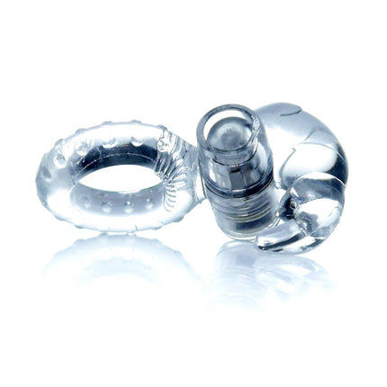 Bossoftoys - 67-00049 - Rabbit Vibrating Cockring - 7.5 cm - Clear - batteries included - packed in strong blister
