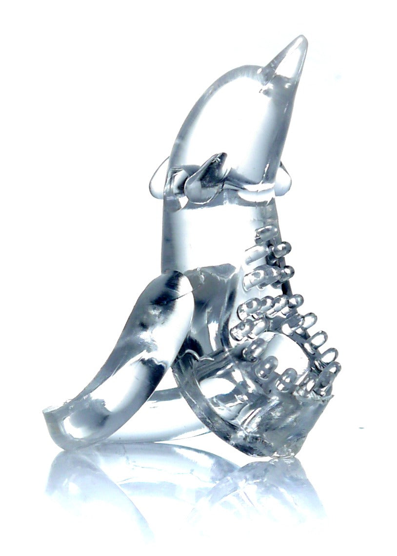 Vibrierender Cockring Delfin - Transparent