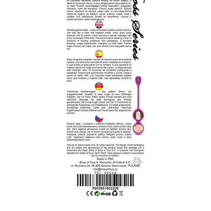 Bossoftoys - 75-00114 - Silicone Kegel Balls - length 16.5 cm - width 32mm - 80g - 10 functions - Purple - strong blister