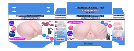 Power Escorts - BR23 - Double Pleasure - Vibrating Pussy & Ass Masturbator - 2,2 KG - Flesh