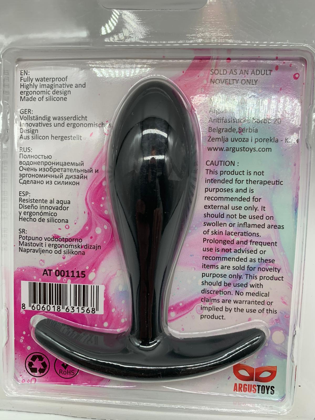 Argus T-Plug Siliconen Groot Formaat 10 Cm - Zwart - Verpakt in Sterke Blister - AT 001115