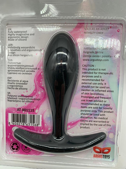 Argus T-Plug Siliconen Groot Formaat 10 Cm - Zwart - Verpakt in Sterke Blister - AT 001115