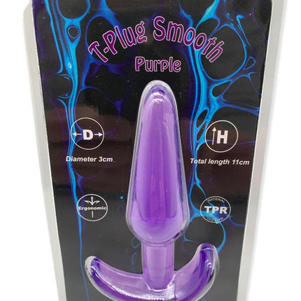 Argus - T-Plug Siliconen Gladde Plug - Paars - Verpakt in Sterke Blister - AT 001122