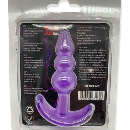Argus - T-Plug Siliconen Kralen Plug - Paars - Verpakt in Sterke Blister - AT 001125