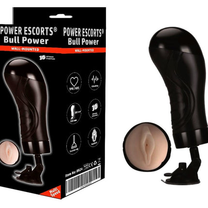 Power Escorts - BR24 New - Bull Power - Big size Vibrating Pussy Masturbator - 7-Speed - 29,5 CM / 11,4 Inch - Black