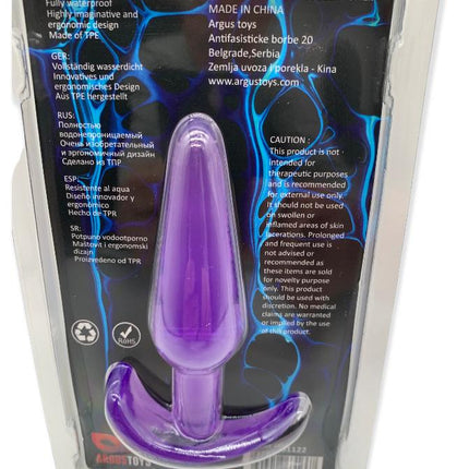 Argus - T-Plug Siliconen Gladde Plug - Paars - Verpakt in Sterke Blister - AT 001122