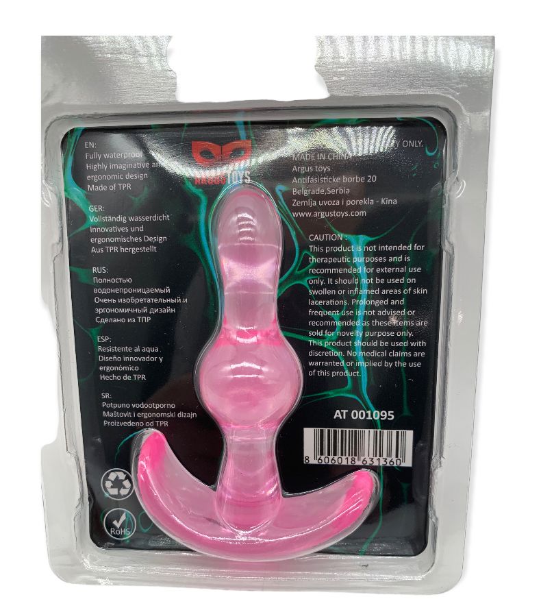 Argus T-Plug Beaded Plug Roze - 8,5 Cm - Verpakt in Sterke Blister - AT 001124