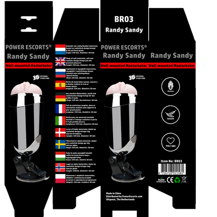 Power Escorts - Br03 - Randy Sandy Vibrating Masturbator - Suction Cup - 22 CM