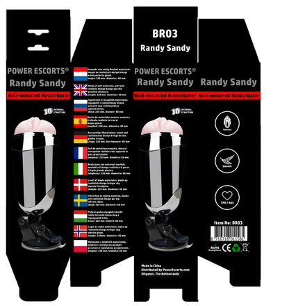 Power Escorts - Br03 - Randy Sandy Vibrating Masturbator - Suction Cup - 22 CM