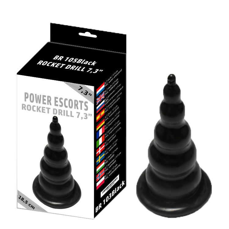 Anal Plug Rocket Drill Zwart - 18,5 cm