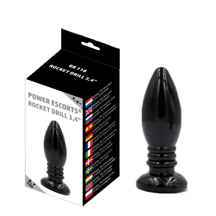 Power Escorts - BR118 - Rocket Drill 3,4'' - Anal Plug - 8,7 CM - Black