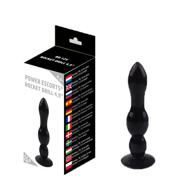 Power Escorts - BR125 - Rocket Drill 4.9'' - Anal Plug - 4.9 Inch / 12.5 CM - Big Color Box - Black